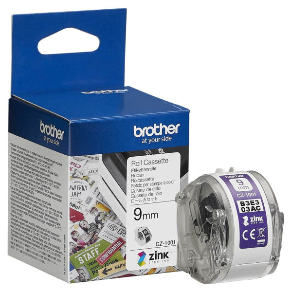 Brother CZ1001 CZ-1001 Etichete banda continua, imprimare color, hartie alba 9mm x 5m, 4977766779272