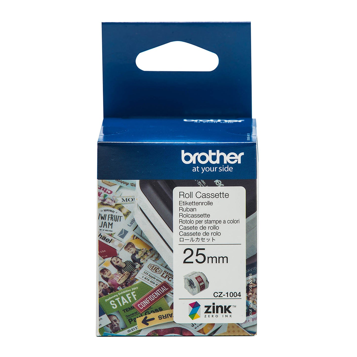 Brother CZ1004 CZ-1004 Etichete banda continua, imprimare color, hartie alba 25mm x 5m, 4977766779302