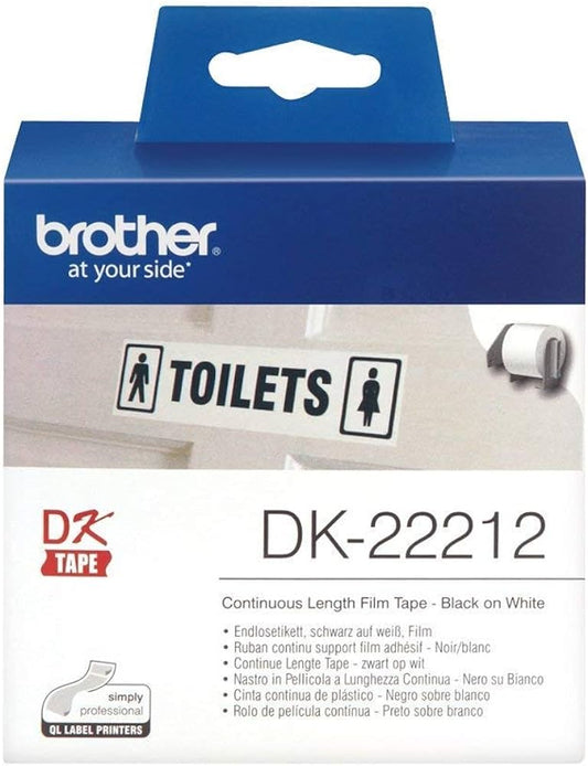 Brother DK22212 DK-22212 Banda continua laminata 62mm x 15.24m, negru/alb, 4977766628211