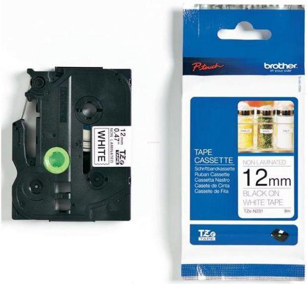 Brother TZEN231 TZE-N231 Banda nelaminata negru pe alb, 12mm/8m, 4977766691833