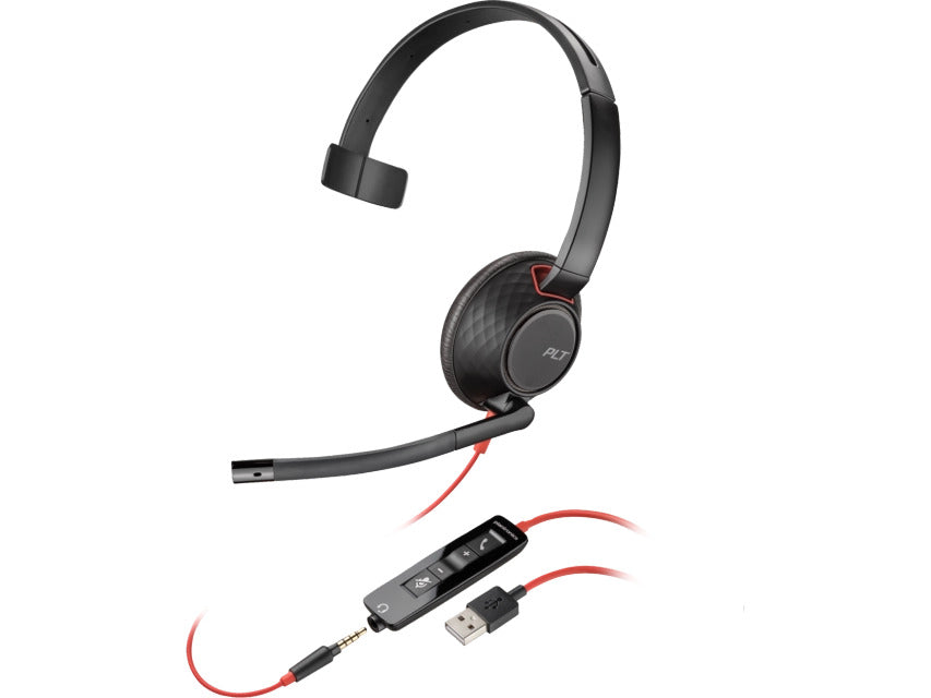 Poly 80R98AA Casca BLACKWIRE 5210 cu fir, Monoaural, On-Ear, USB-A si jack 3.5mm, 197497211108