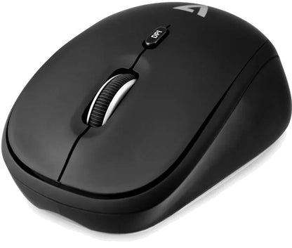 V7 MW100-1E Wireless Mobile Optical Mouse, 4-Button, 1000/1600dpi, USB, Black, 662919100990