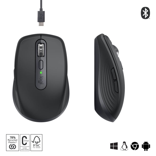 Logitech 910-006929 MX Anywhere 3S Compact Bluetooth Performance Mouse, Garphite, 5099206111721
