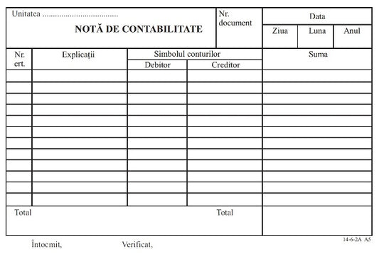 Office 14-6-2A Nota Contabila A5, 100 file(14-6-2A)