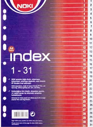 Office 59231 Index plastic, A4, numeric 1-31, 8693026460709