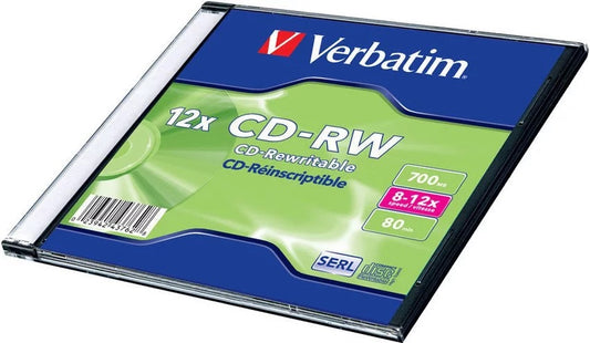 Verbatim 43148 CD-RW, 8x-12x, 700MB, Jewel Case, Hi-Speed, 02394243148 023942431473