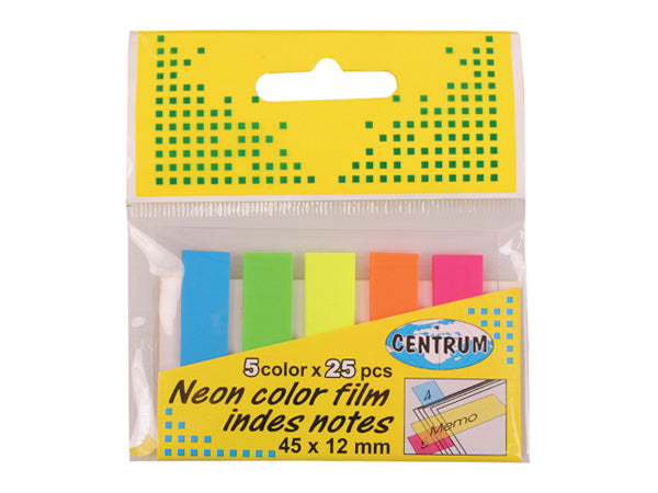 Centrum 80408 Index adeziv plastic 45x12 mm, 5 cul. neon/set, 25 file/cu, 5948511330337 4030969804087 5949100004738