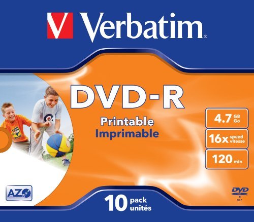 Verbatim 43521 DVD-R, 16X, 4.7GB, JC, inkprint, 02394243521 023942435204