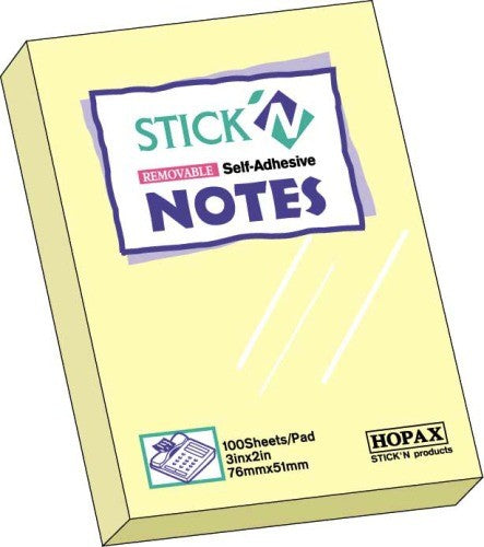 Hopax 21006 Notes adeziv 50x75 mm, galben pastel 100 file, 4712759210062