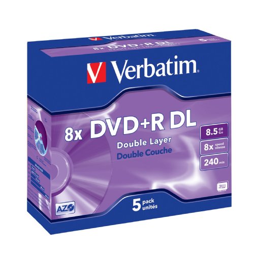 Verbatim 43541 DVD+R, 8x, 8.5GB Double Layer, Jewel Case, 02394243541 023942435419 023942435402