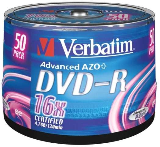 Verbatim 43548 Set 50 buc, DVD-R, AZO 16x, 4.7GB, 120min, matt silver, 023942435488